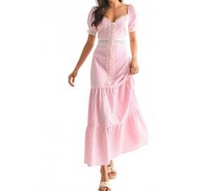 NEW CAMELLIA lace trimmed maxi dress in pink